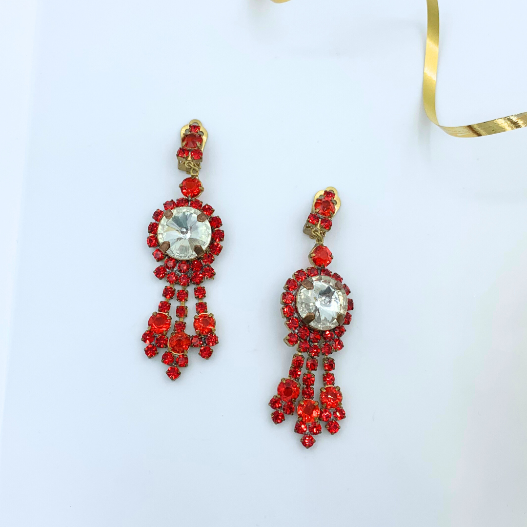 Vintage Austrian Crystal Clip Earrings