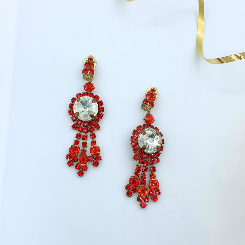 Vintage Austrian Crystal Clip Earrings