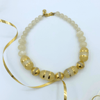 Vintage Yves Saint Laurent Cream-White Beaded Necklace