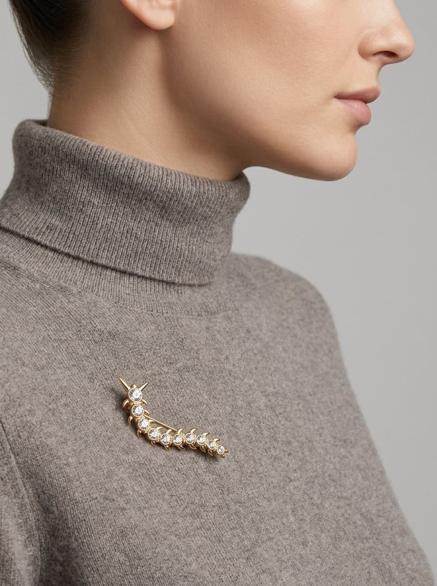 Caterpillar Crystal Brooch