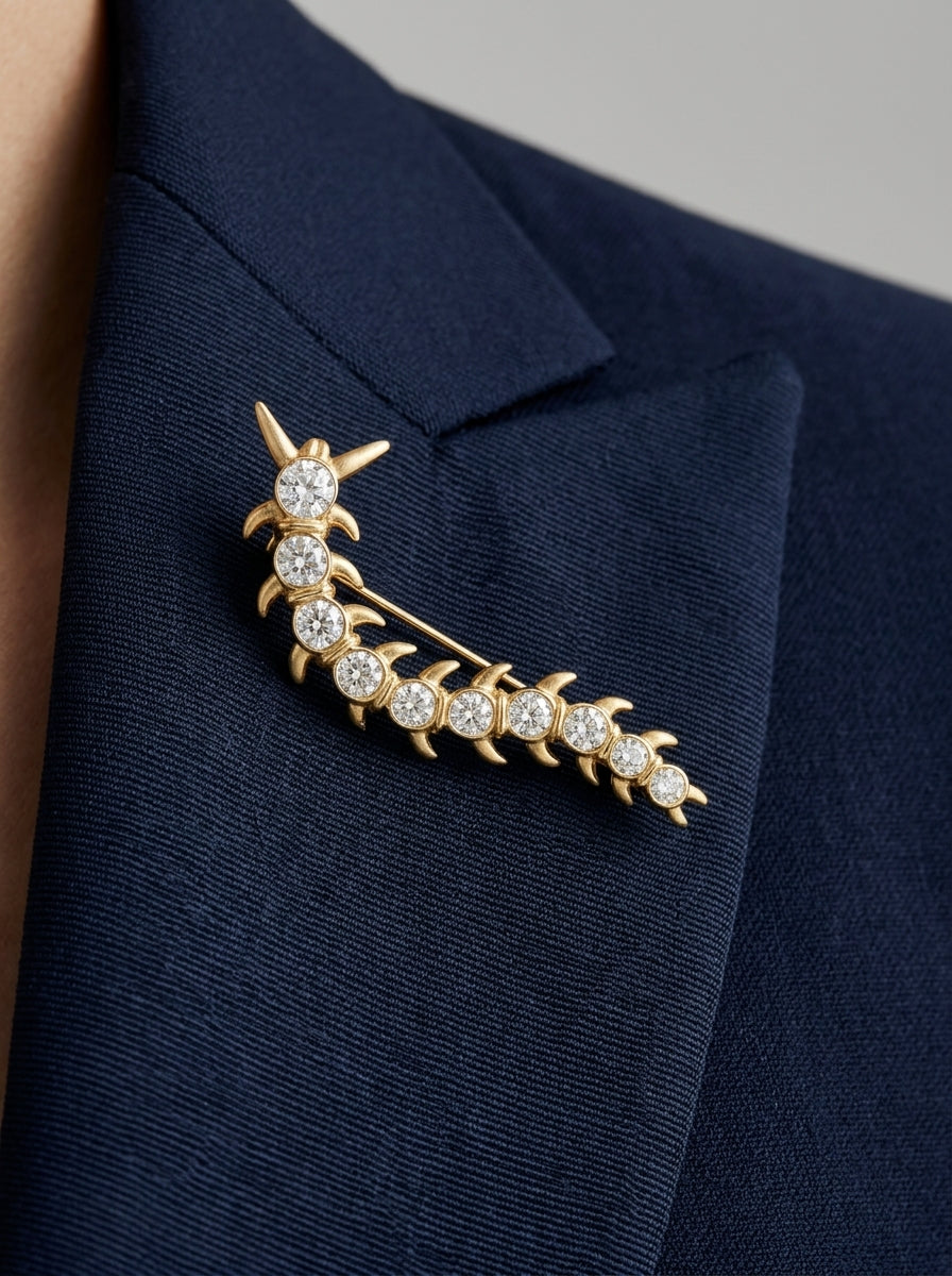 Caterpillar Crystal Brooch