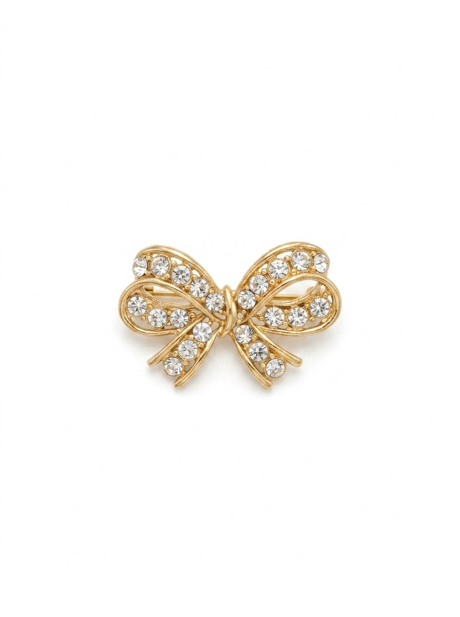 Crystal Bow Brooch