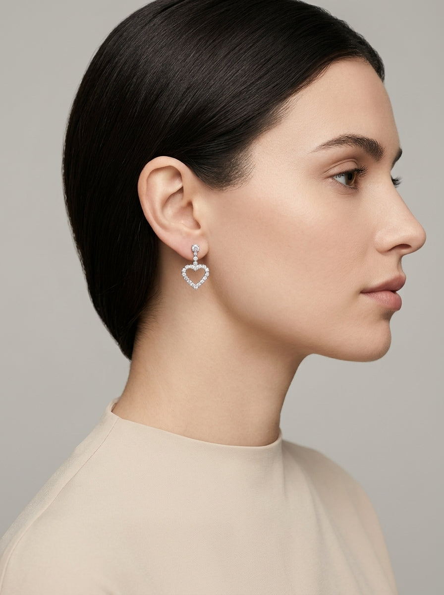 Crystal Heart Drop Earrings