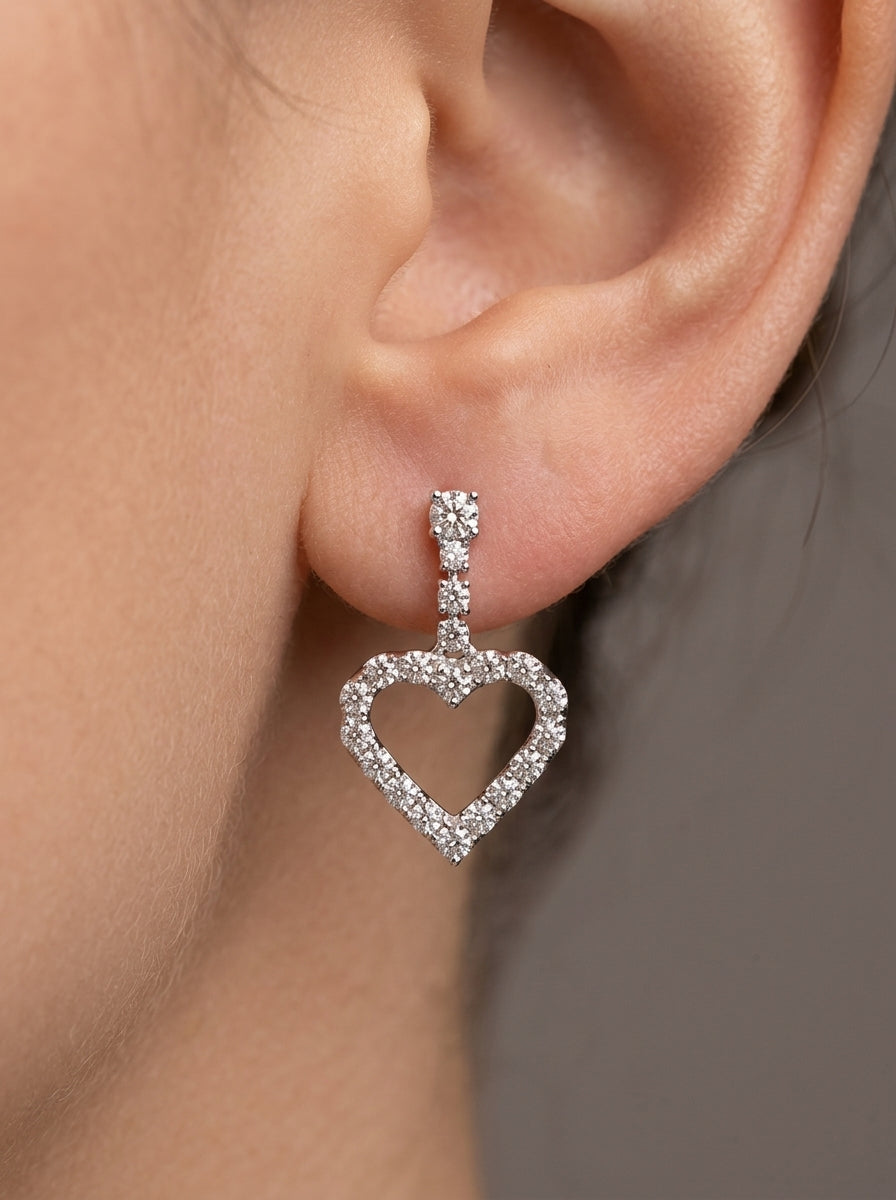 Crystal Heart Drop Earrings