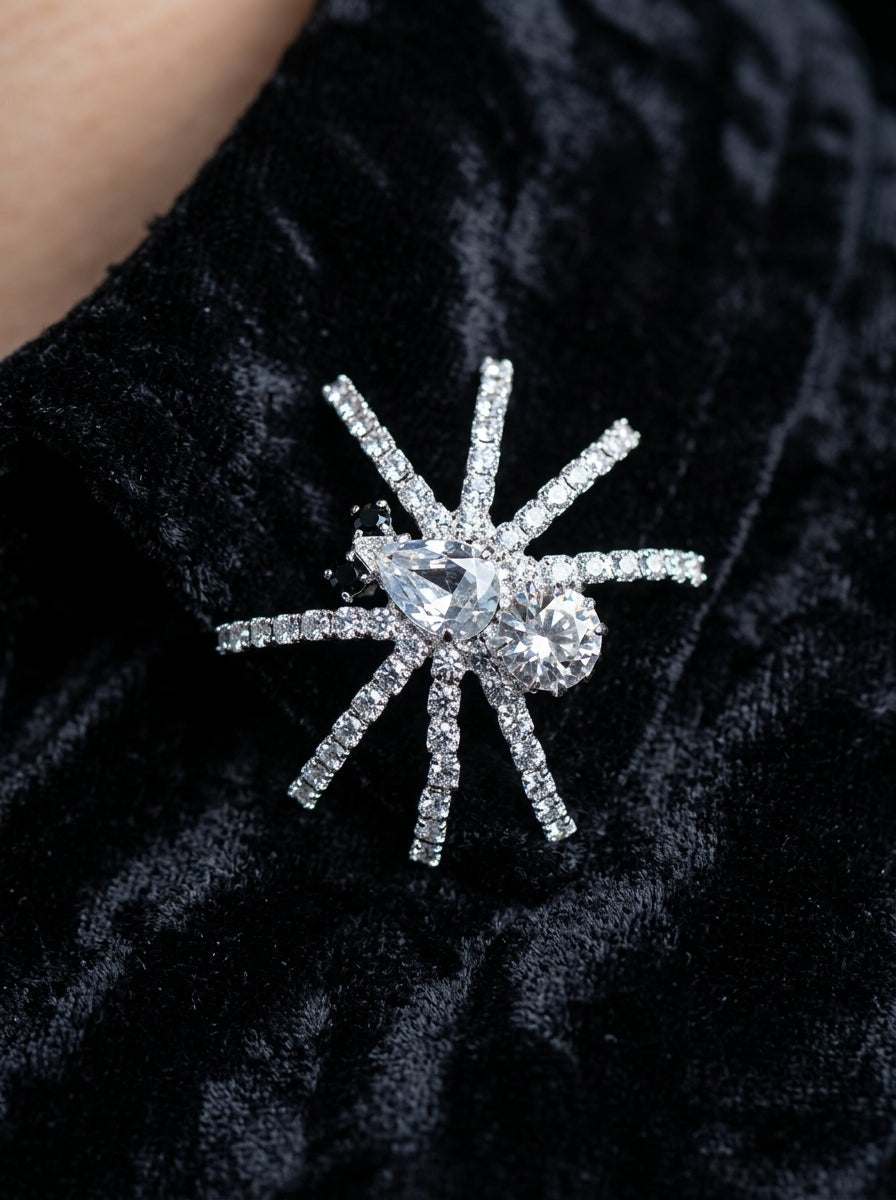 Crystal Spider Brooch