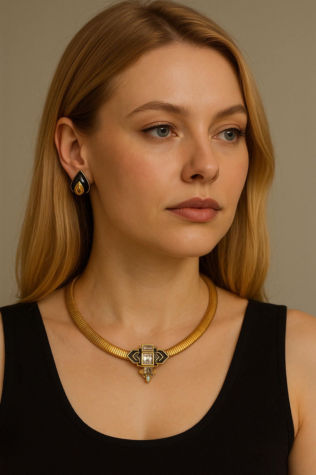 Vintage Givenchy Art Deco Triangular Centrepiece Necklace – view 2