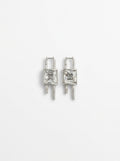 Givenchy Silver Mini Lock Crystal Earrings (2000s)