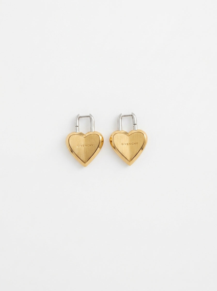 Givenchy Gold Heart Lock Earrings (2000s)