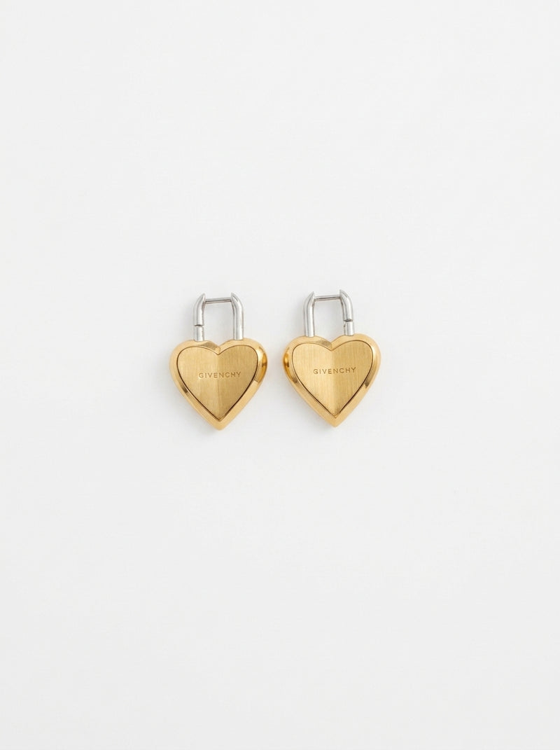 Givenchy Gold Heart Lock Earrings (2000s)