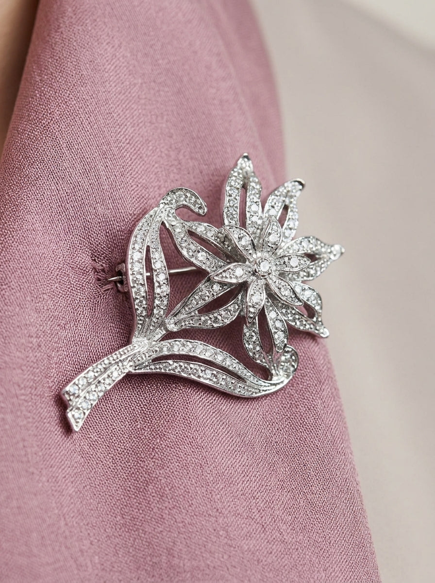 Marcasite Flower Brooch