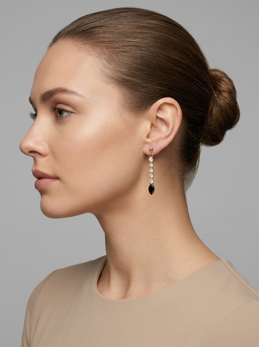 Onyx Crystal Drop Earrings