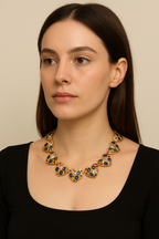 Vintage Oscar de la Renta Multicolour Crystal Hearts Necklace – view 2