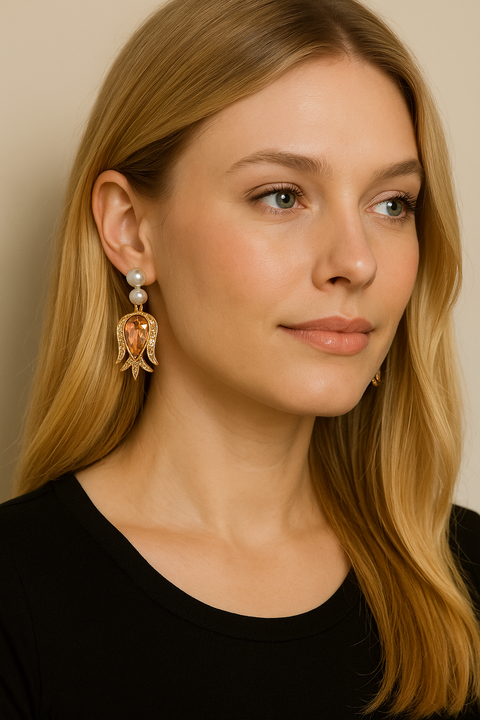 Oscar de la Renta Pink Crystal Earrings
