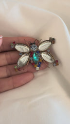 Vintage Butterfly Brooch with Clear Crystal Wings