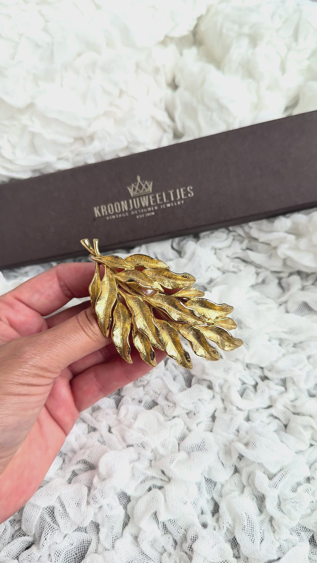 Coro XL Gold Leaf Statement Brooch