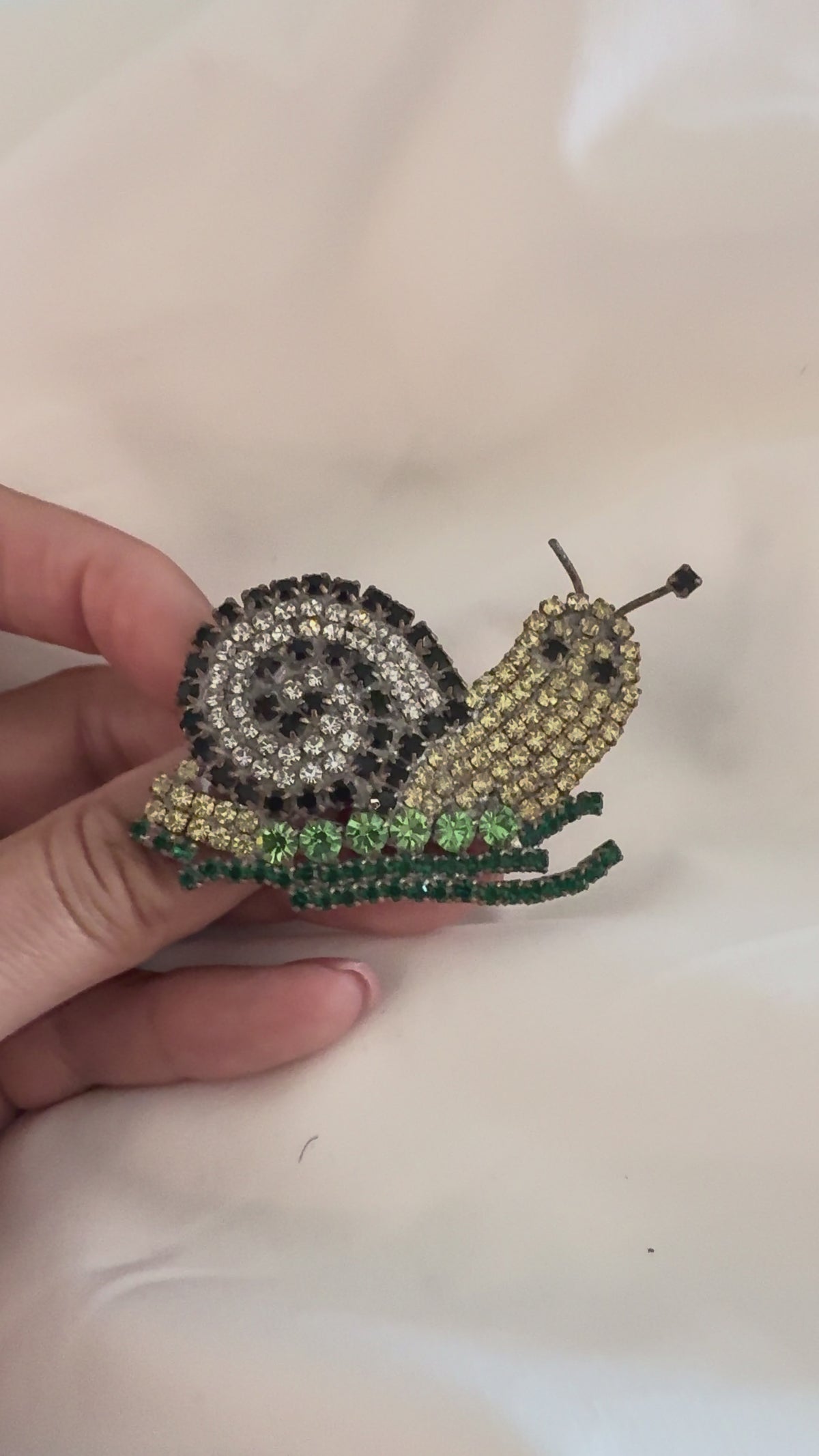 Vintage Crystal Snail Brooch