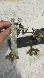 Vintage kristallen dansend paar XL statement broche