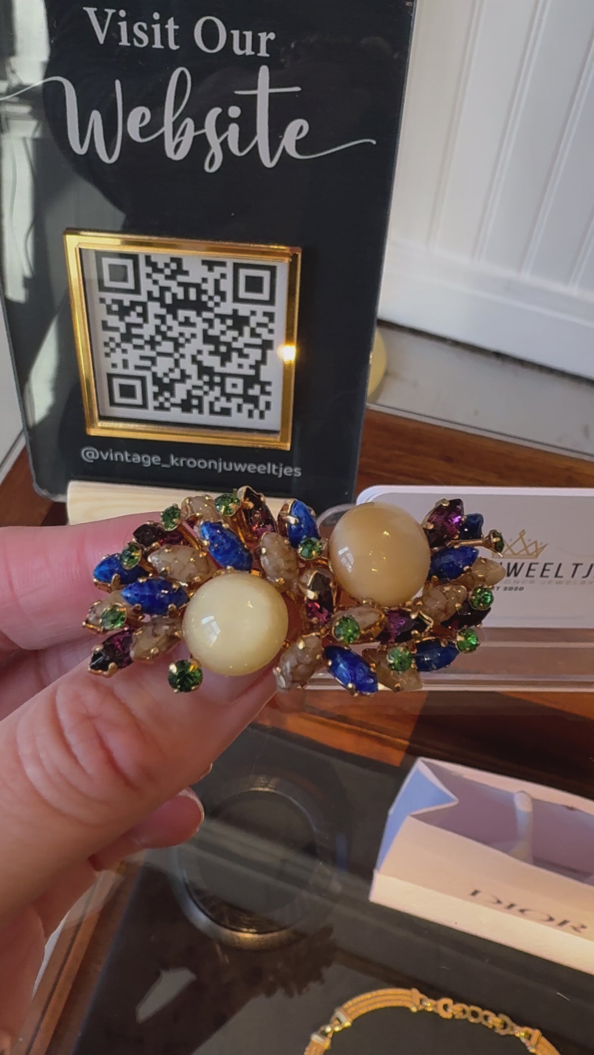 Christian Dior Fan Cabochons Brooch 1968