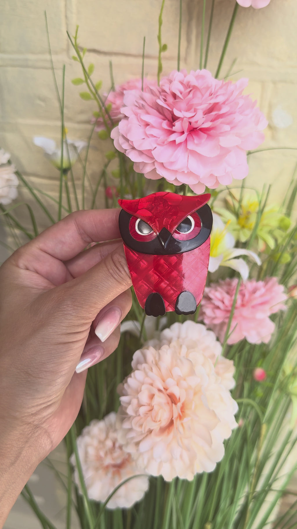 Lea Stein Owl Brooch in Rhodoid