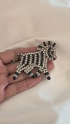 Vintage Crystal Zebra Brooch