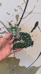 XL Moans Couture Smaragdgroene vossen-statementbroche