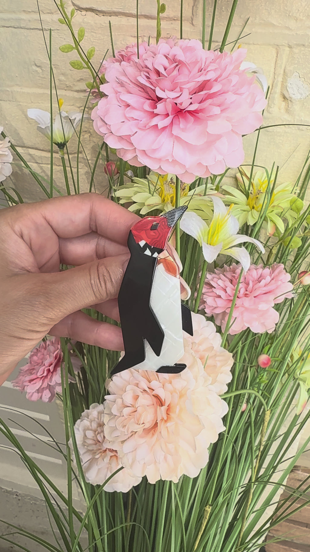 Lea Stein Penguin Brooch in Rhodoid