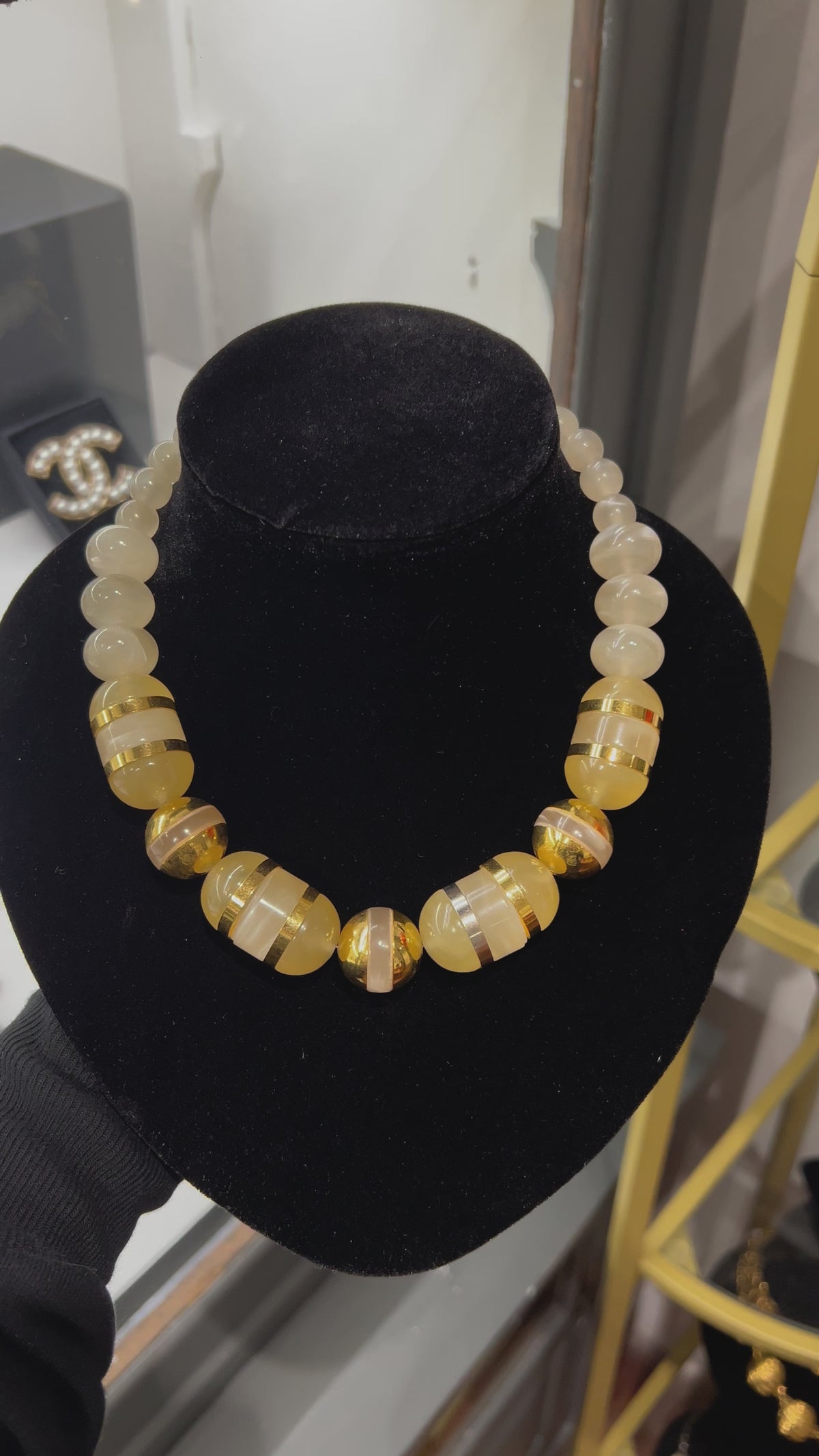 Yves Saint Laurent Cream-White Beaded Necklace