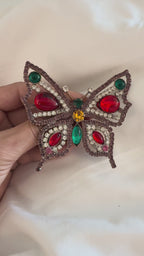 Vintage Ruby & Amethyst Crystal Butterfly Brooch