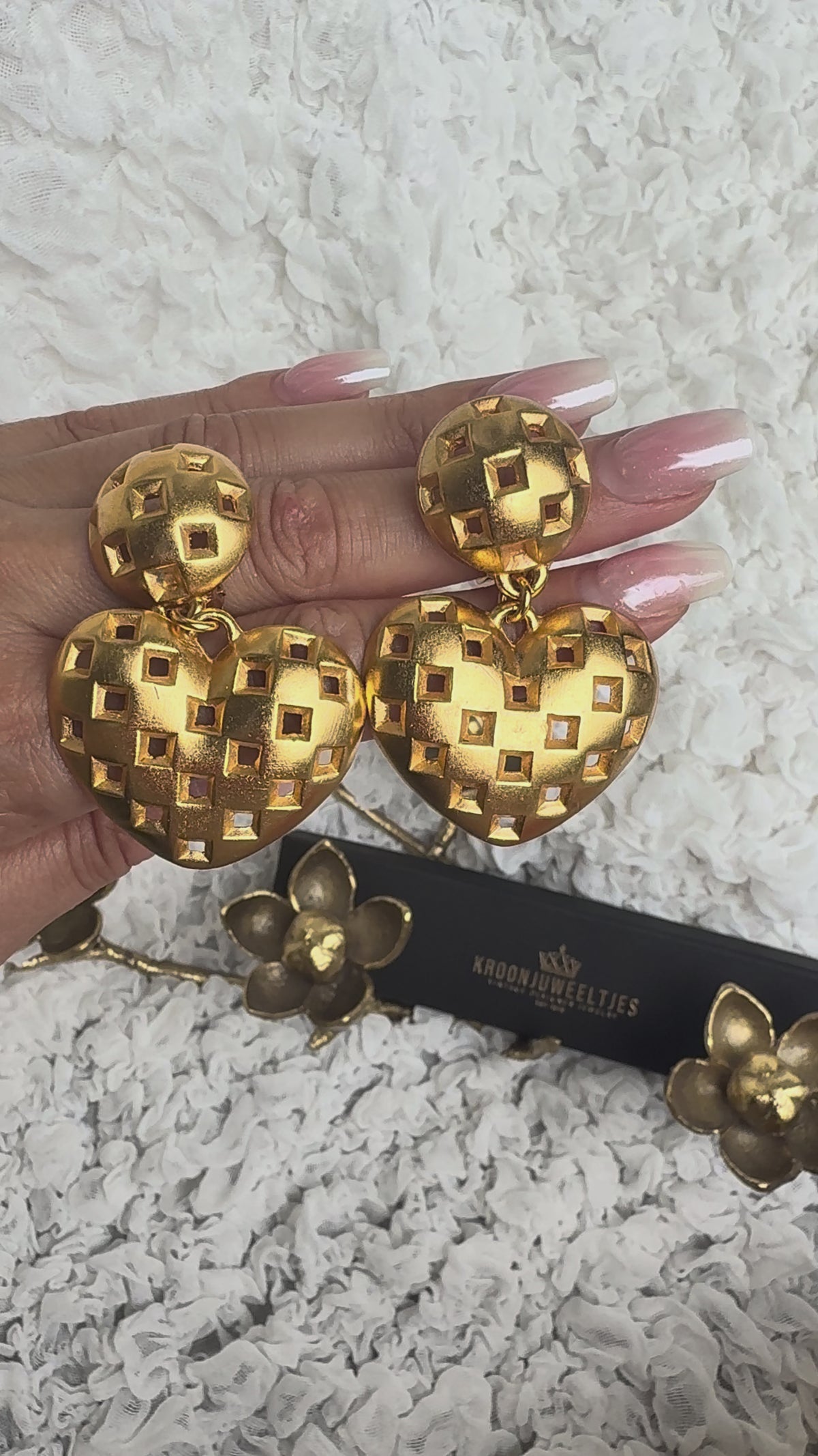 Escada Gold Heart Clip Earrings
