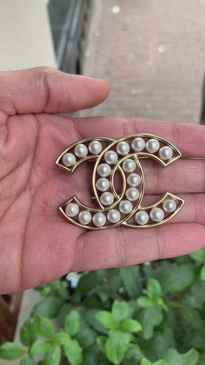 Chanel CC Faux Pearls Brooch