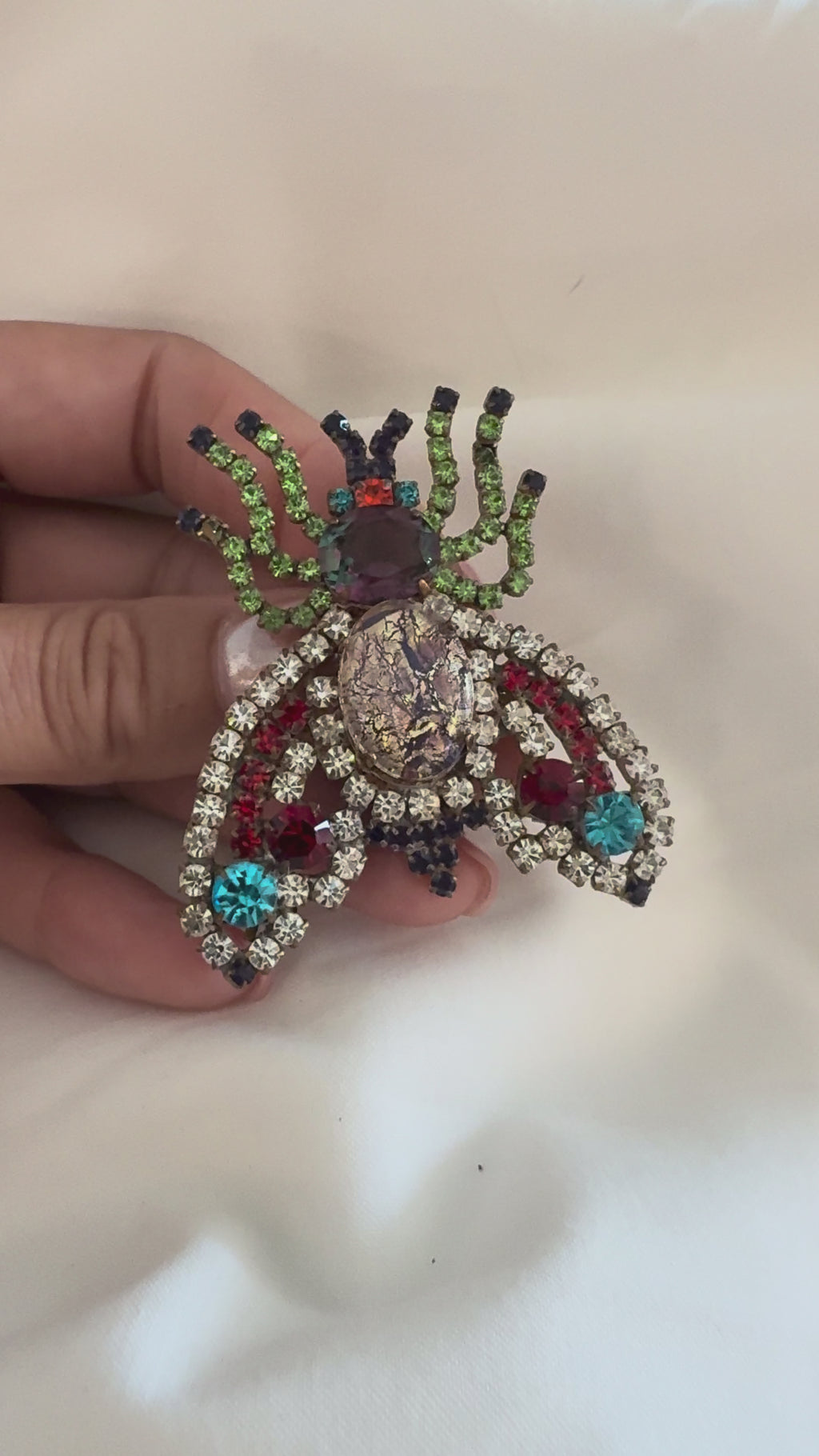 Vintage Fly Brooch with Foil Glass Body