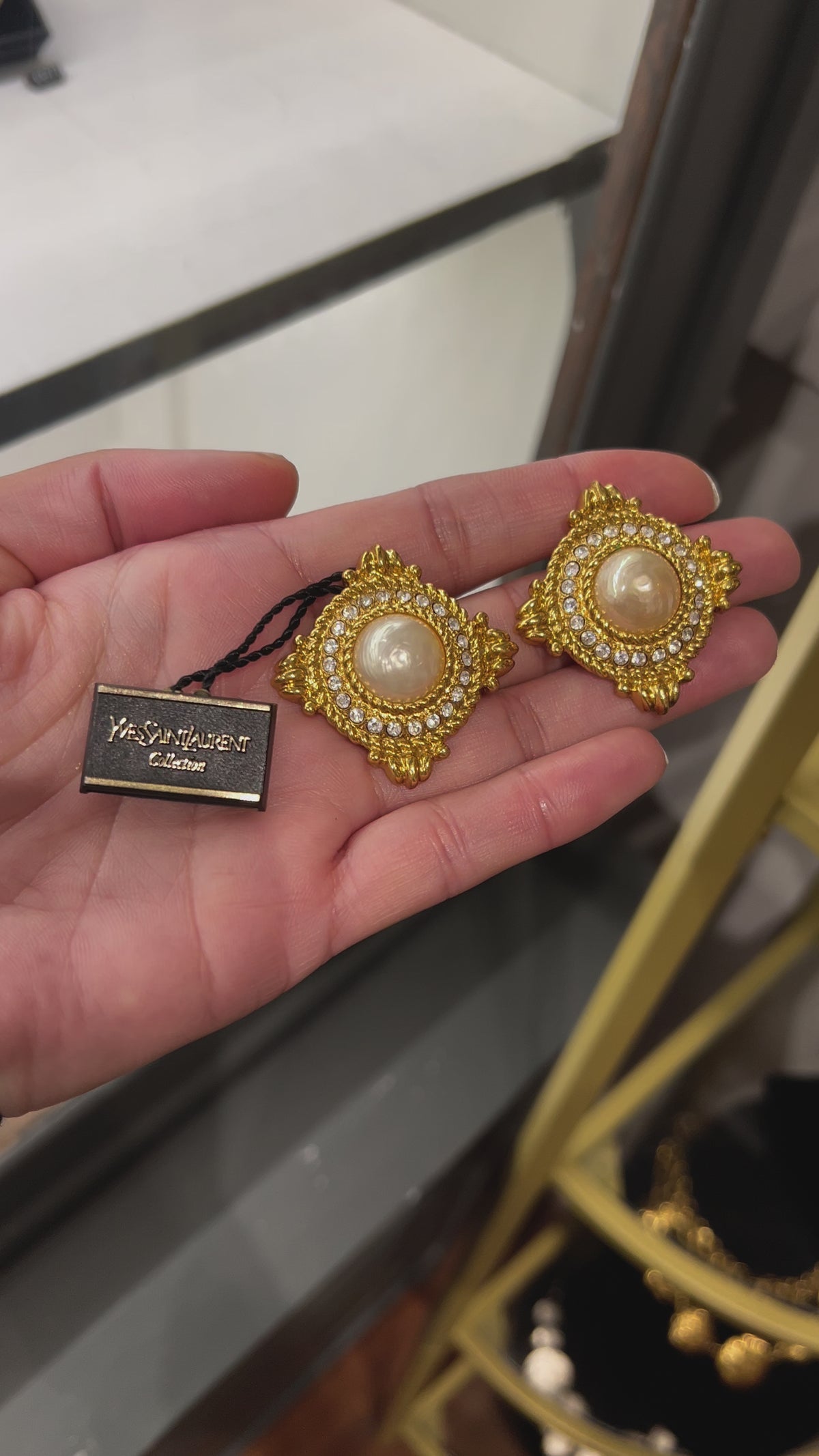 Vintage Faux Pearl Clip Earrings Yves Saint Laurent