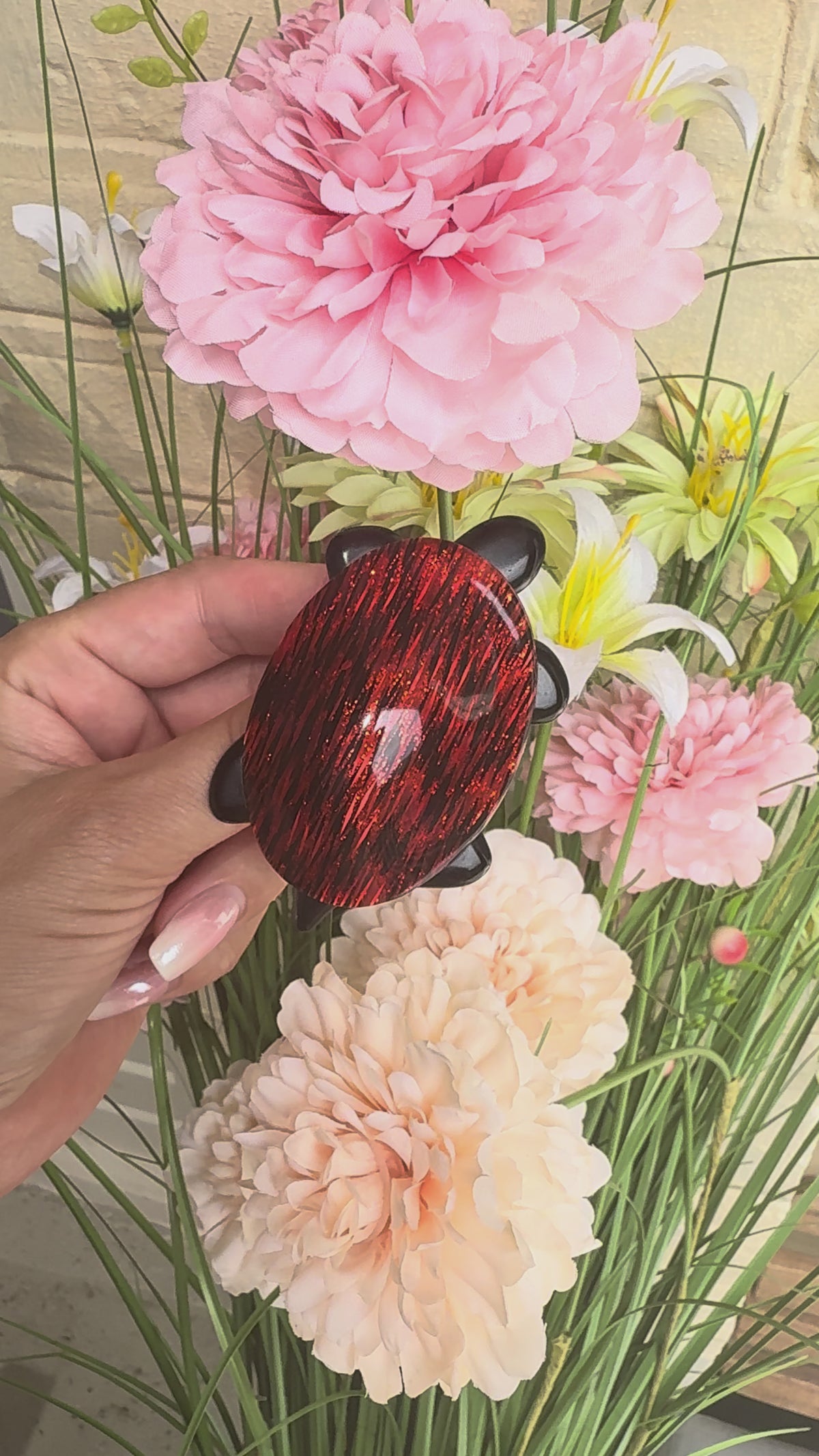 Lea Stein XL Turtle Brooch in Red Rhodoid
