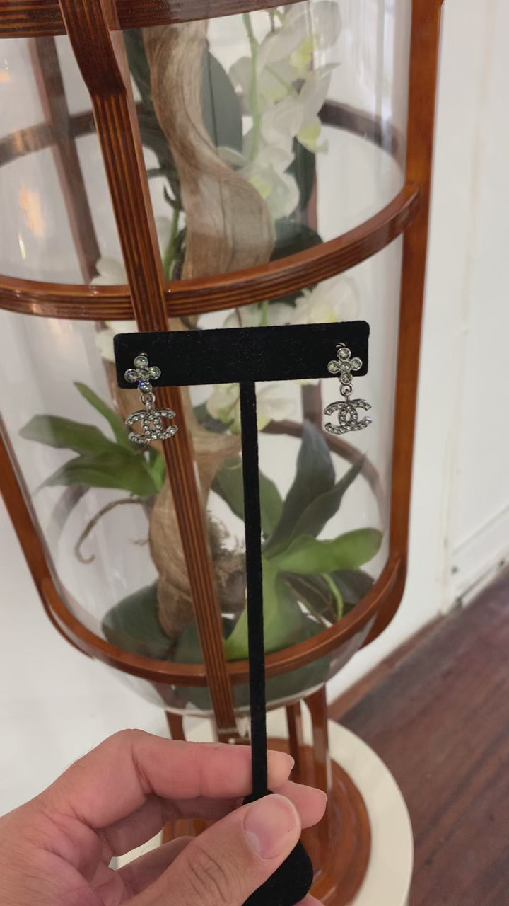 Chanel CC Logo Crystal Earrings