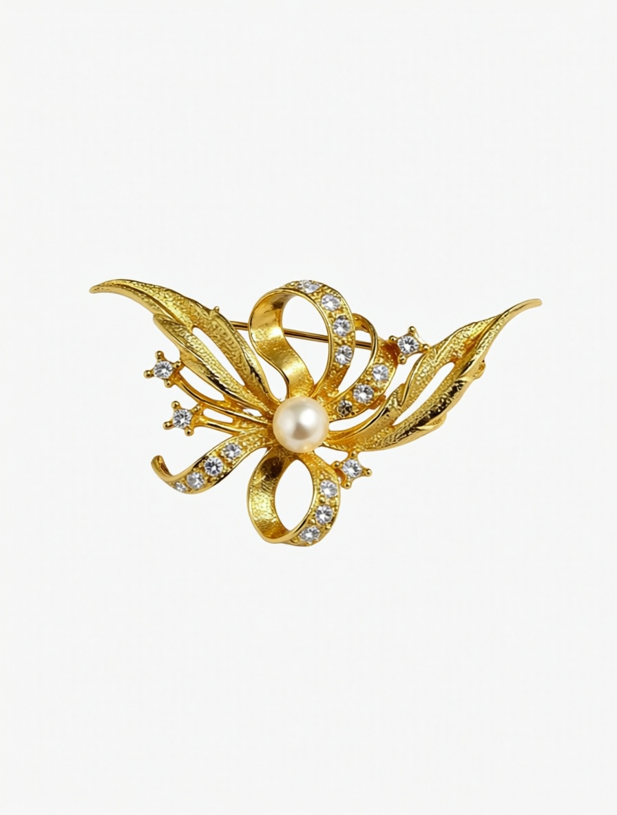 Volute Pearl Brooch