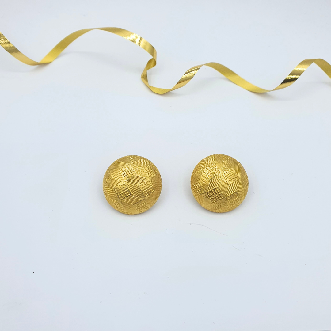 Vintage Round Givenchy Motif Clip Earrings