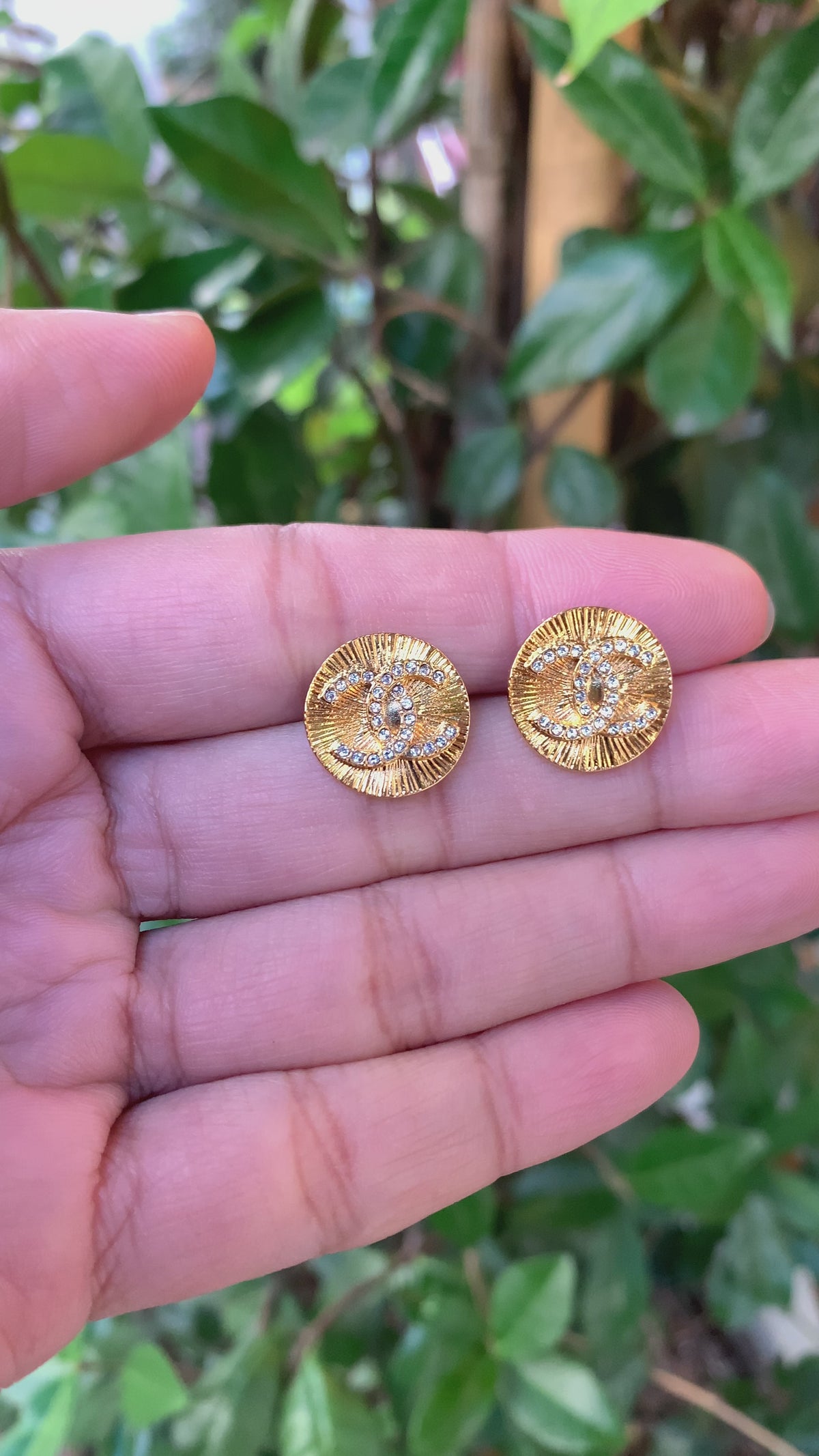 Chanel CC Logo Crystal Earrings