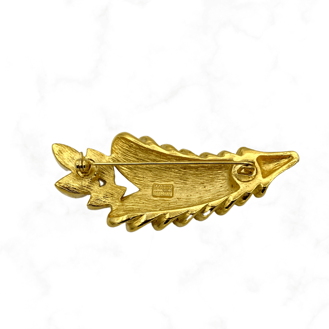 Vintage Lanvin Asymmetric Fern Leaf Brooch – view 4