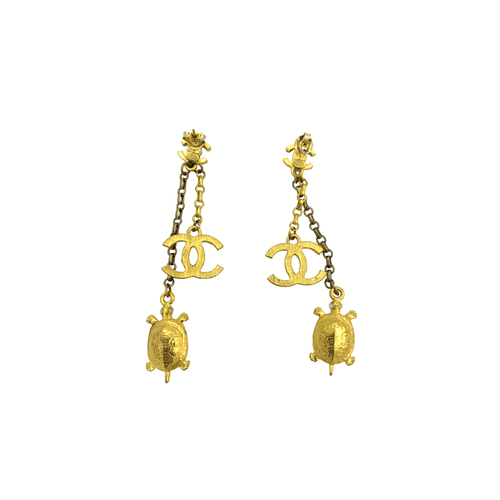 Vintage Chanel CC Logo Turtle Earrings – view 5