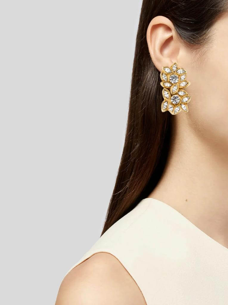 Vintage Christian Lacroix Overlapping Petals Clip Earrings – view 3