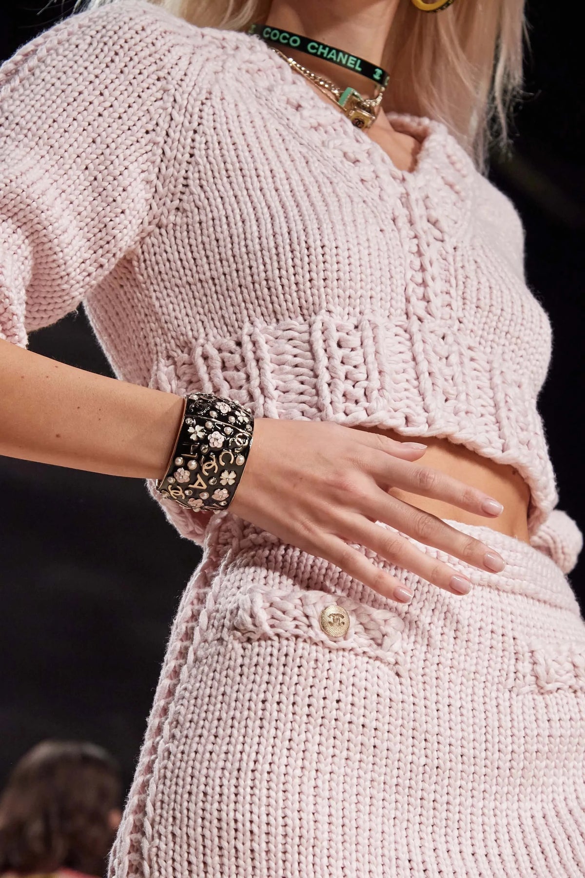 Vintage Chanel Pink Flower Cuff – view 4